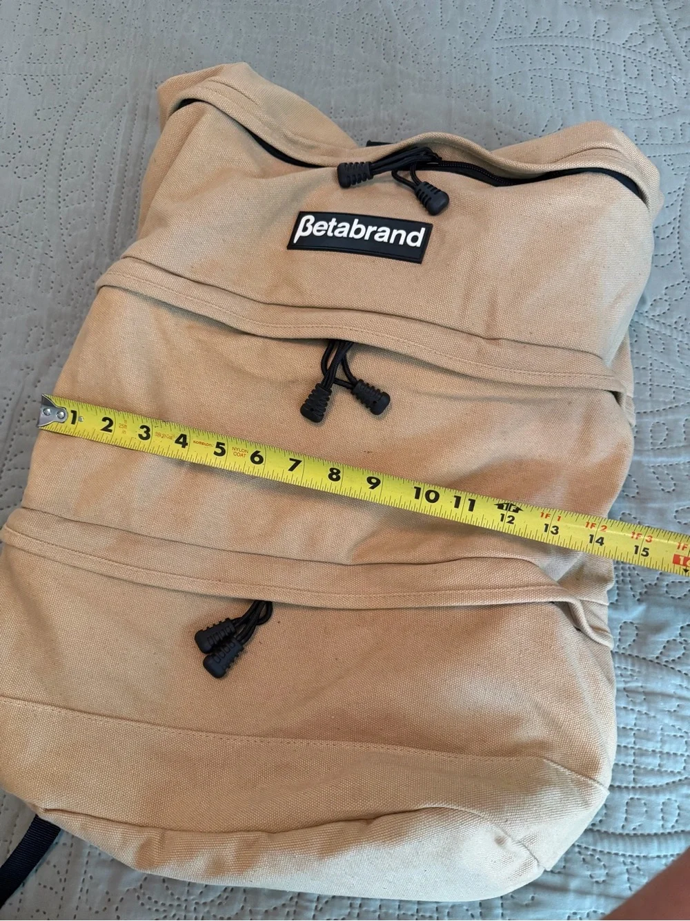 Betabrand Khaki Roll-Top Canvas Backpack with Multiple Zips